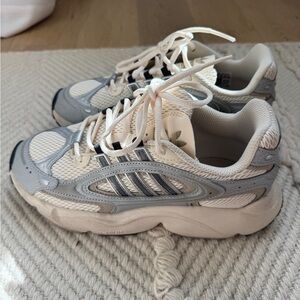 adidas Ozweego White and Light Gray Mesh Running Sneakers, Adiplus